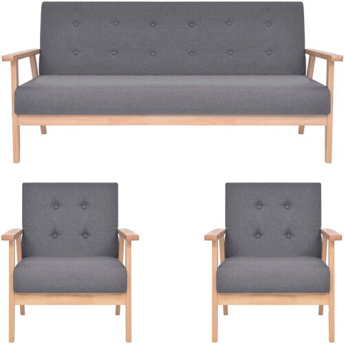 Komplet 3-dijelni set sofa od tkanine tamnosivi Slike