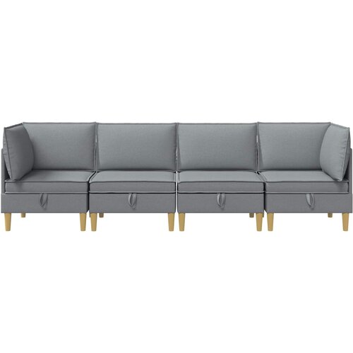  Set namje&amp;scaron;taja za dnevni boravak 4 pcs Svjetlosiva Tkanina Slike