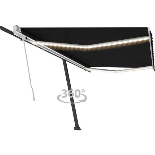 VidaXL Tenda na ručno uvlačenje s LED svjetlima 500 x 300 cm antracit Slike