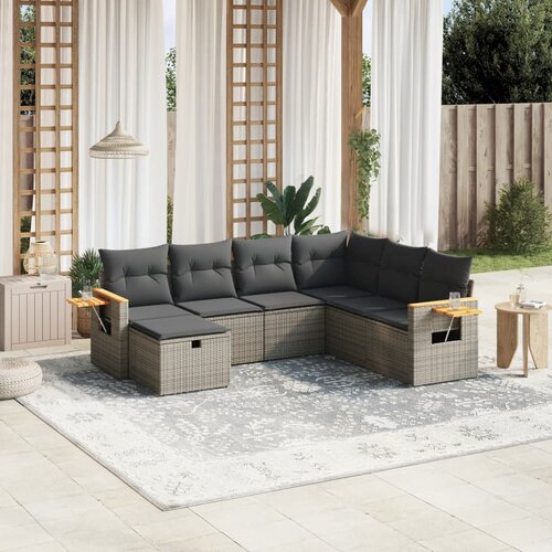 VidaXL 7-dijelni set vrtnih sofa sivi od poliratana Slike