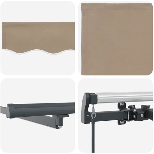  Skrovita tenda S LED lampica Bež 350 x 250 cm tkanina Slike