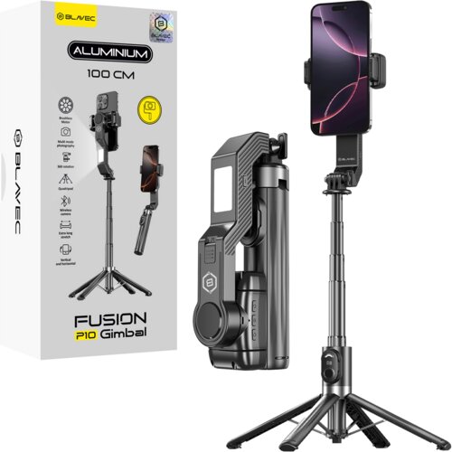 BLAVEC Selfie Stick Aluminium Fusion P-10 Gimbal stojalo za telefon + daljinski upravljalnik 1 meter črn Slike