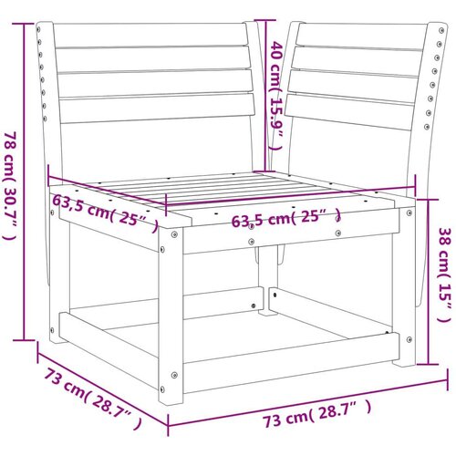  Kutna vrtna sofa 73 x 73 x 78 cm od masivnog drva duglazije Slike