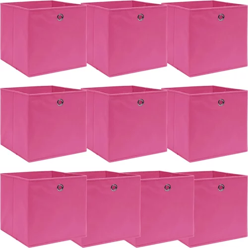  Kutije za pohranu 10 kom ružičaste 32 x 32 x 32 cm od tkanine