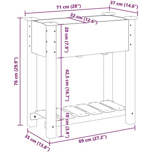 VidaXL Sadeći i saksije Prirodno drvo Drvo s oblogom 71 x 37 x 76.5 cm Slike