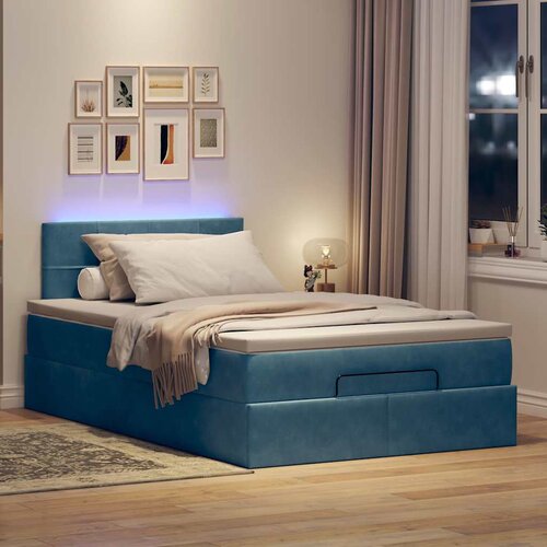 VidaXL Okvir za krevet s madraca tamnoplavi 120x190 cm bar&amp;scaron;unasti Slike