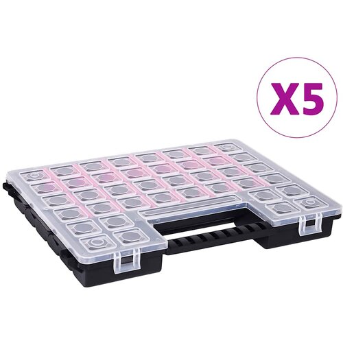 vidaXL Škatle za sortiranje 5 kosov z delilniki 385x283x50 mm plastika Cene