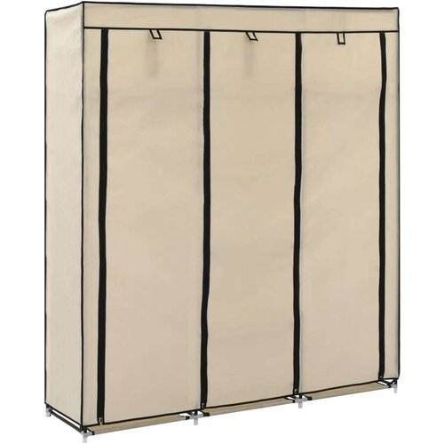  Garderobna omara s predelki in palicami krem 150x45x175cm blago, (20705288) Slike