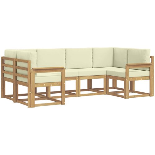  Set vanjskih sofa 6 kom. Bijela i krem Smeđa 245 x 128,5 x 73 cm Slike