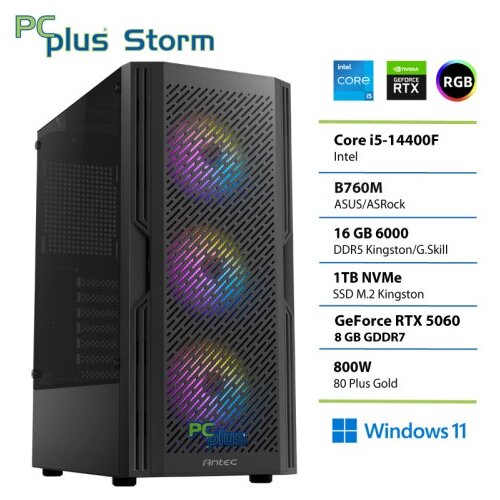 PCPLUS Storm Core i5 14400F 16GB 1TB SSD RTX 5060 8GB Windows 11 Home gaming namizni računalnik Cene