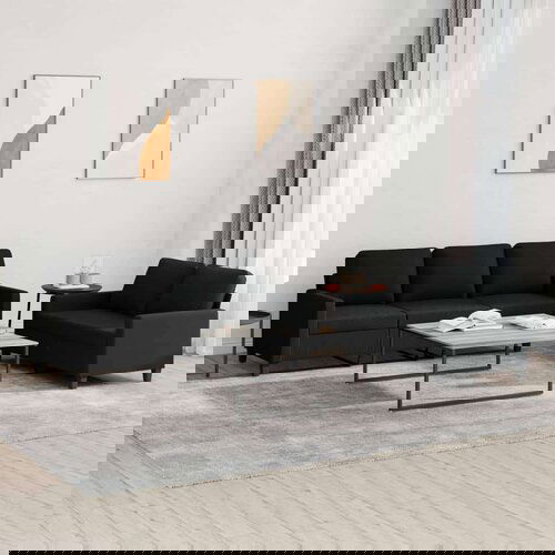  2-dijelni set sofa s jastucima crni od tkanine Cene