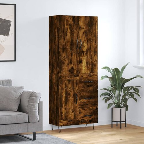 vidaXL Visoka komoda dimljeni hrast 69 5x34x180 cm konstruiranog drva Cijene