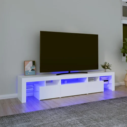 vidaXL TV omarica z LED lučkami bela 200x36,5x40 cm