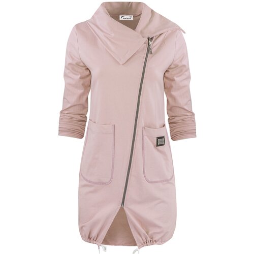 Pri Thin long sweatshirt with a diagonal zipper and a BEATA neck warmer Slike