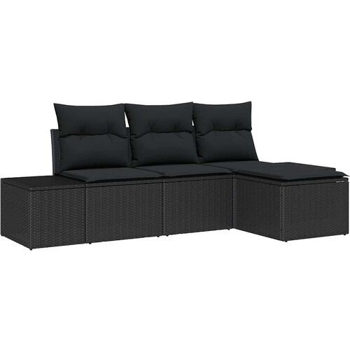  Sjedeća garnitura za vrt s jastukom s pohranom 4 pcs Crna Slike