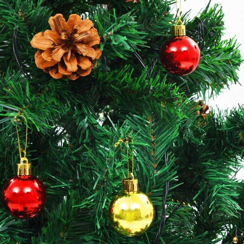 VidaXL umjetno božićno drvce s kuglicama i led svjetlima zeleno 180 cm Slike