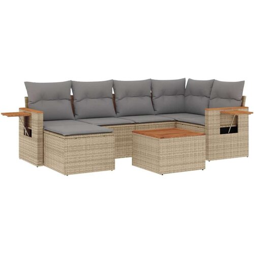 vidaXL 7-dijelni set vrtnih sofa od poliratana s jastucima bež Cijene