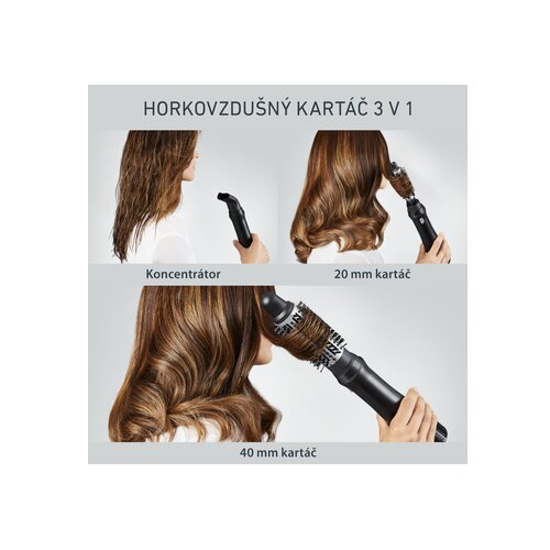 Rowenta Express Style CF6320F0 oblikovalec za lase Krtača na vroč zrak Toplo Črna, Srebrna Slike