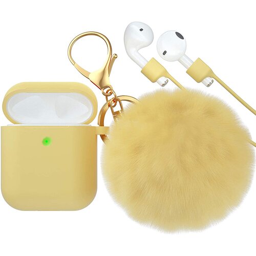 Venisymlis Silikonski etui za slušalke AirPods z obeskom za ključe s krzneno kroglico za AirPods 1/2, (22102593) Cene