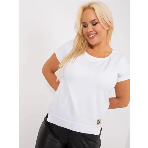 Fashion Hunters White women's plus size blouse with slits