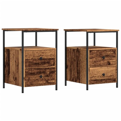  Noćni ormarići 2 kom Staro drvo 34x35,5x50 cm Konstruirano drvo Slike