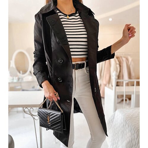 Gemre Black trench coat with belt Royale Slike