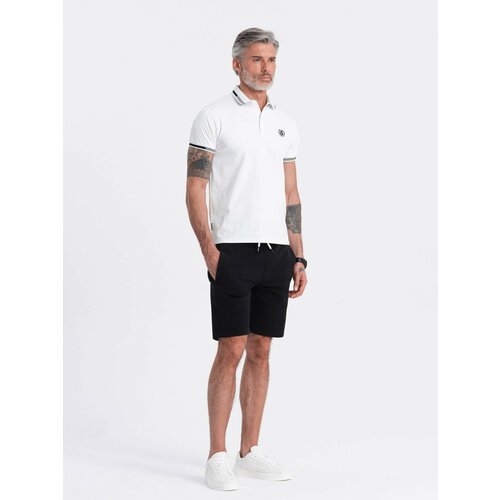 Ombre Men's knitted shorts with drawstring and pockets - black Cene