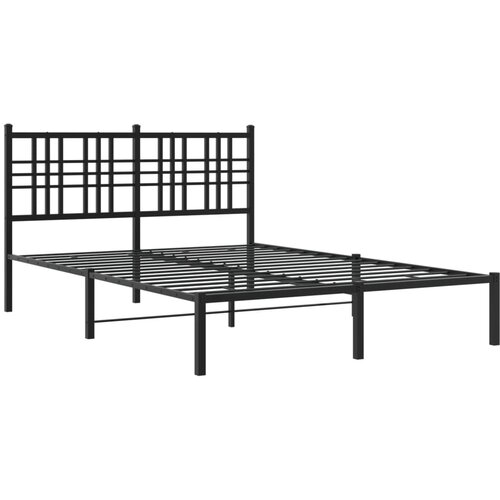VidaXL Kovinski posteljni okvir z vzglavjem črn 135x190 cm, (21111170) Slike