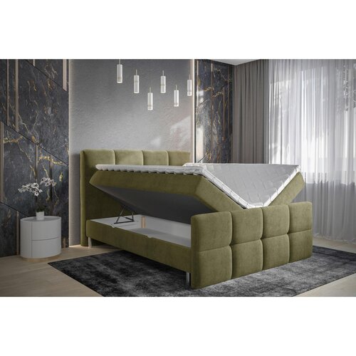 Esposa POSTELJA Z VZMETNICO 160 cm x 200 cm , tekstil olivno zelena Slike