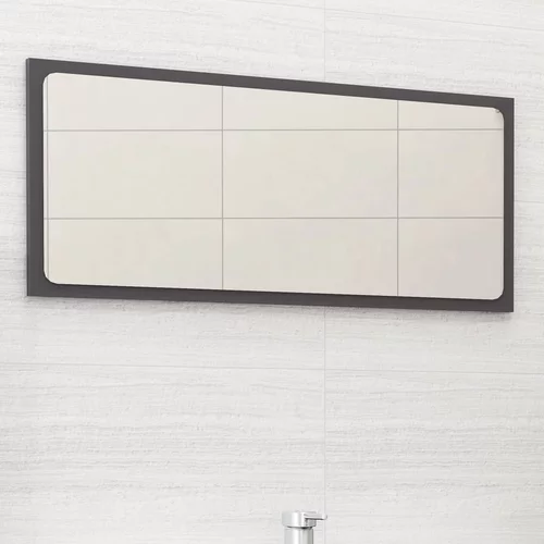 vidaXL Kopalniško ogledalo visok sijaj sivo 80x1,5x37 cm iverna pl., (20622200)