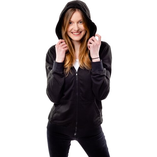 Glano Women's Hoodie with Zipper - Black Slike