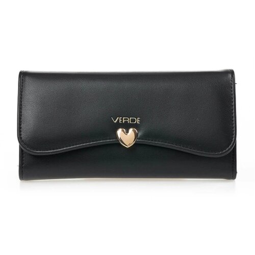 Verde Novčanik ženski sa kopcom u obliku srca 1440, 20×4×11 cm crna Cene