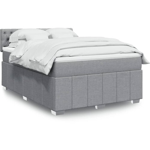 VidaXL Krevet box spring s madracem svjetlosivi 140x200 cm od tkanine Slike