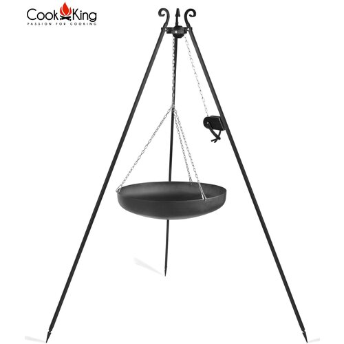 COOKKING žar s posodo wok iz črnega jekla na trinožnem podstavku + kolut Cene