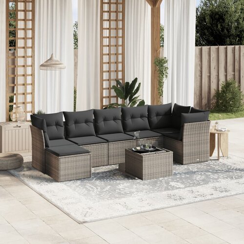 VidaXL 8-dijelni set vrtnih sofa od poliratana s jastucima svjetlosivi Slike