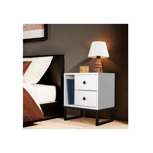Hanah home noćni ormarić Glimmer, 45,2 x 50 x 29,5 cm, bijela Cene
