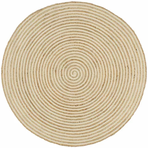  Ručno rađeni tepih od jute sa spiralnim uzorkom bijeli 120 cm
