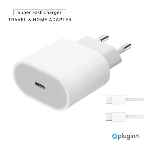  Kućni Punjač Plugi AJ-20 A2347 EMC3621 PD Fast 20W za iPhone 11-14 sa PD Type C kablom CE beli Slike