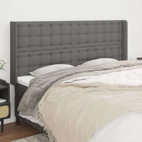  Vzglavje z u&amp;scaron;esi temno sivo 163x16x118/128 cm blago, (20933113) Slike