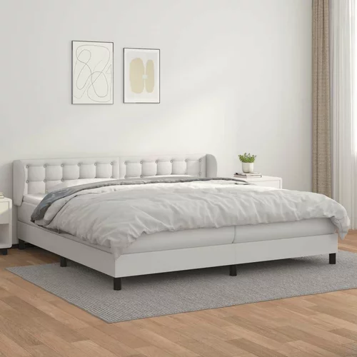  Box spring postelja z vzmetnico bela 200x200 cm umetno usnje, (20788807)