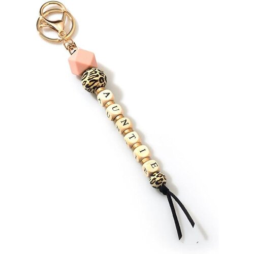 Generic Leopard print silicone bead keychain fashion bag pendant keychain gift for mom, sister, aunt, (21066438) Cene
