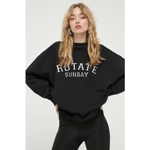 ROTATE Bombažen pulover ženska, črna barva