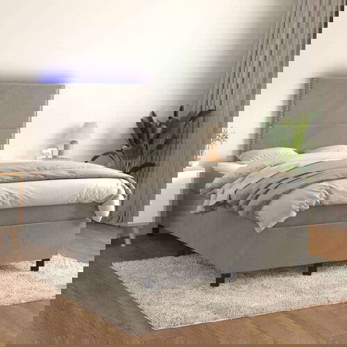 Krevet box spring s madracem LED svjetlosivi 120x200 cm bar&amp;scaron;un Slike