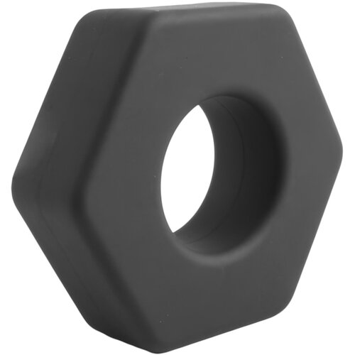 Pulselock Forge - silikonski obroček za penis v obliki matice (črn) - 22 mm Slike