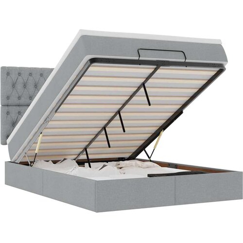 Maison Chic Otomanska Posteljni okvir - Dvoposteljna postelja - Zakonska postelja z vzmetnico & LEDs Svetlo siva 140x190 cm-J244, (21771171) Cene