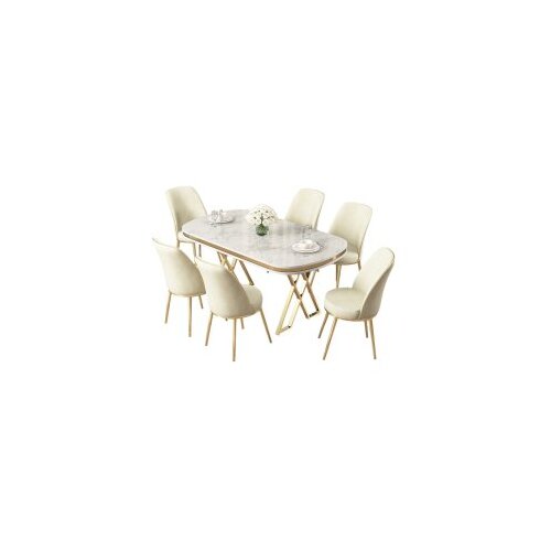 Hanah home set trpezarijski sto i 6 stolica lai white gold cream Cene