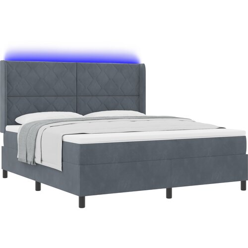 vidaXL Box Spring Postelja z Mattresom & LED Temno Siva 180x200 cm Žamet, (22049672) Cene