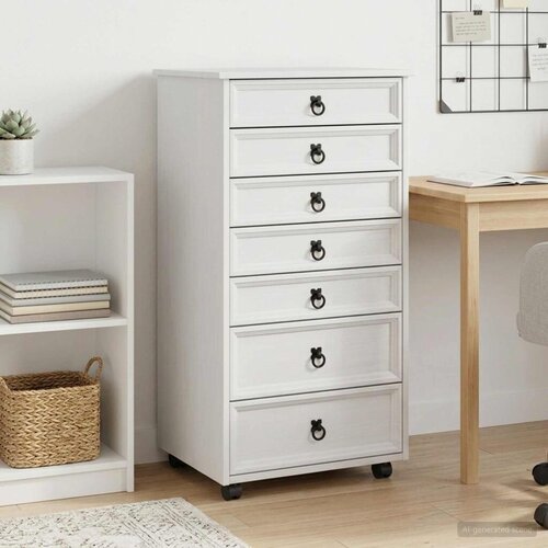  Pokretni ormar s ladicama CORONA Bijela - Bijela 53 cm Slike