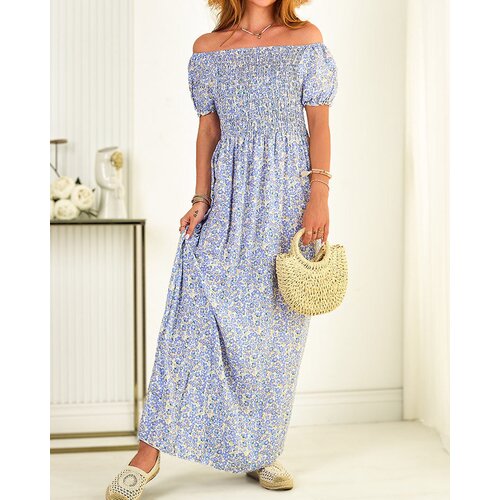 Resti Blue women's maxi dress with floral print- Clothing Cene
