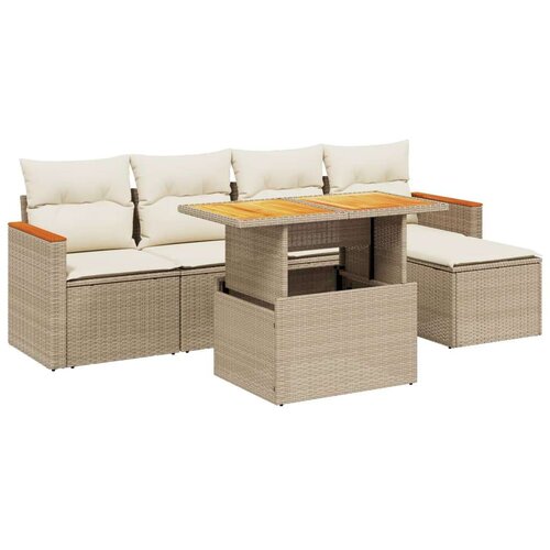 VidaXL 6-dijelni set vrtnih sofa s jastucima bež od poliratana Slike